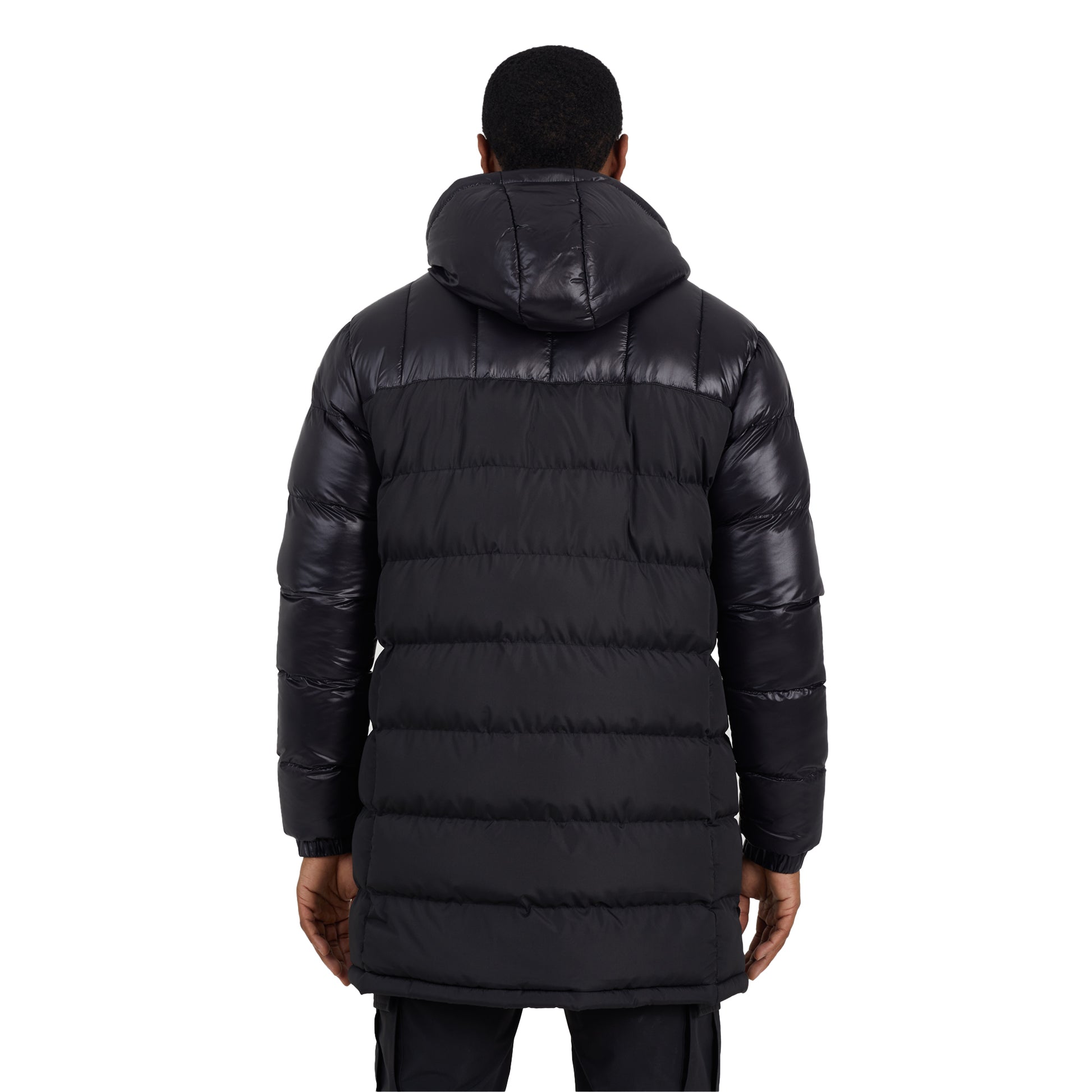Black - Back - Brave Soul Mens Long Length Padded Jacket