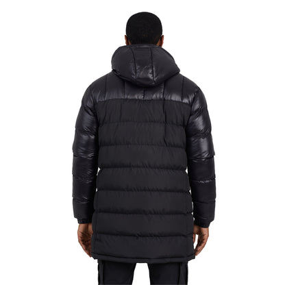 Black - Back - Brave Soul Mens Long Length Padded Jacket