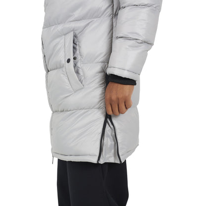 Ice Grey - Back - Brave Soul Mens Hooded Long Length Padded Jacket
