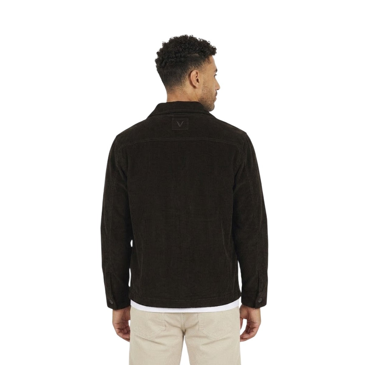 Brown - Back - Brave Soul Mens Cord Button Through Shacket