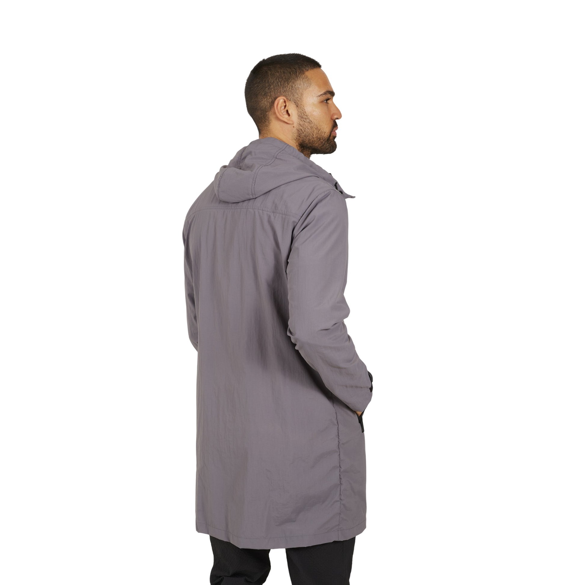 Grey - Back - Brave Soul Mens Lightweight Full Zip Parka