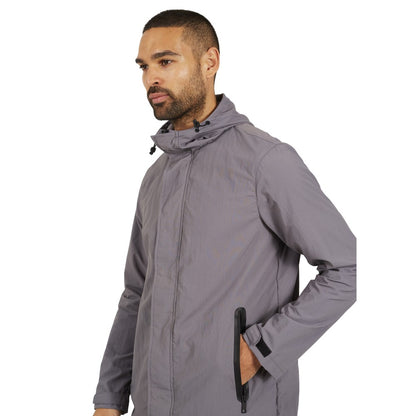 Grey - Side - Brave Soul Mens Lightweight Full Zip Parka