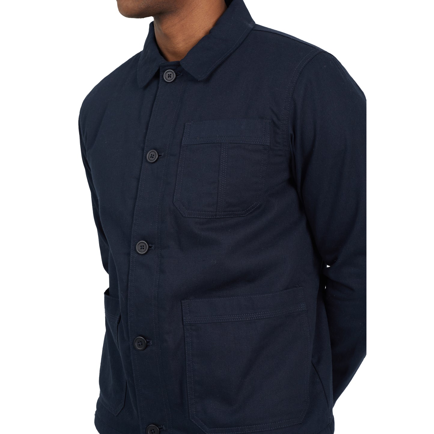 Black - Side - Brave Soul Mens Gloucester Borg Lined Button Through Shacket