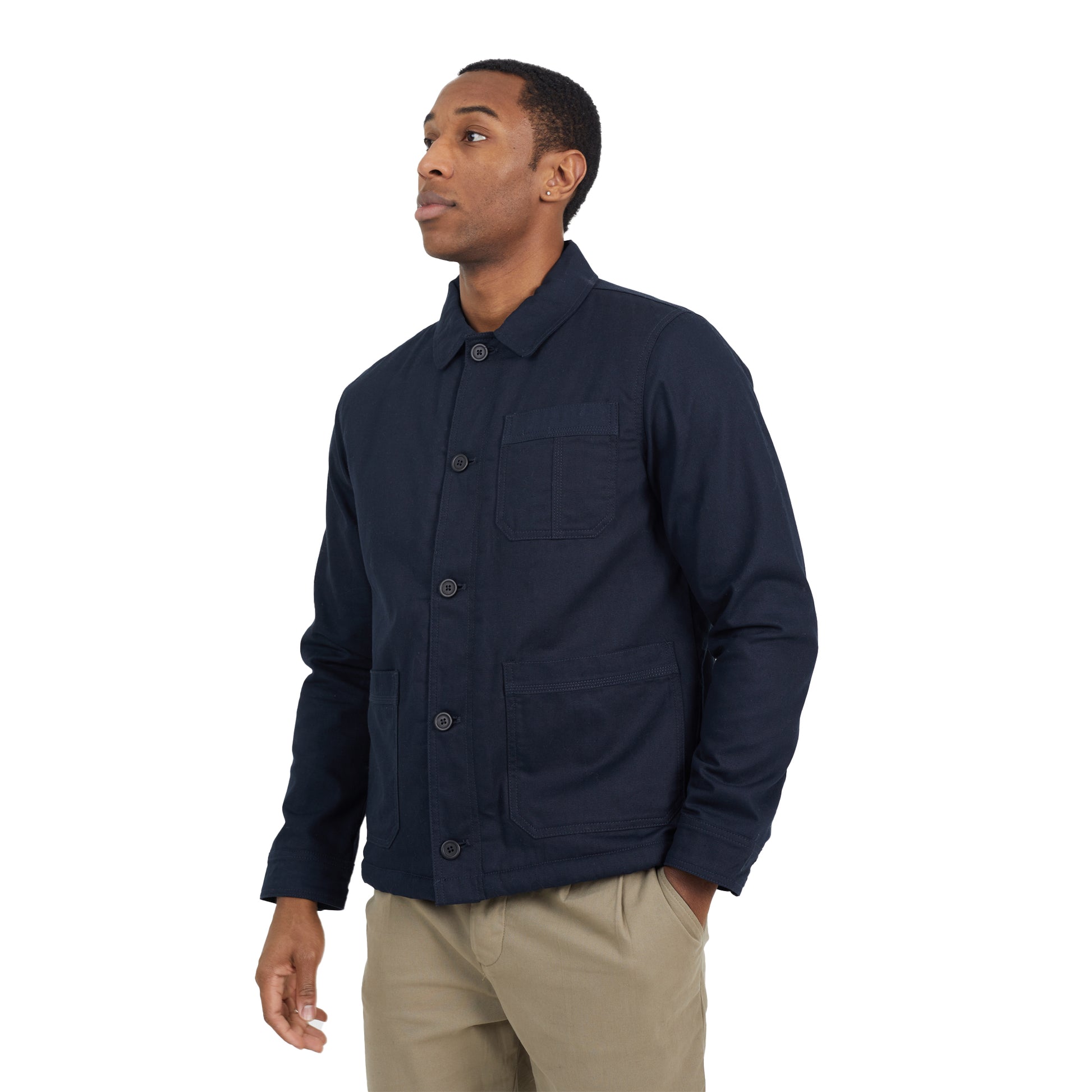 Black - Front - Brave Soul Mens Gloucester Borg Lined Button Through Shacket