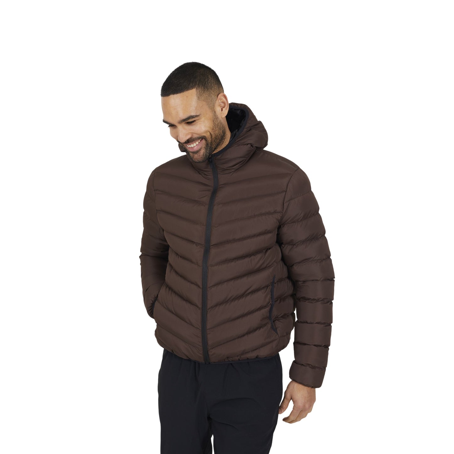 Brown - Front - Brave Soul Mens Padded Hooded Jacket