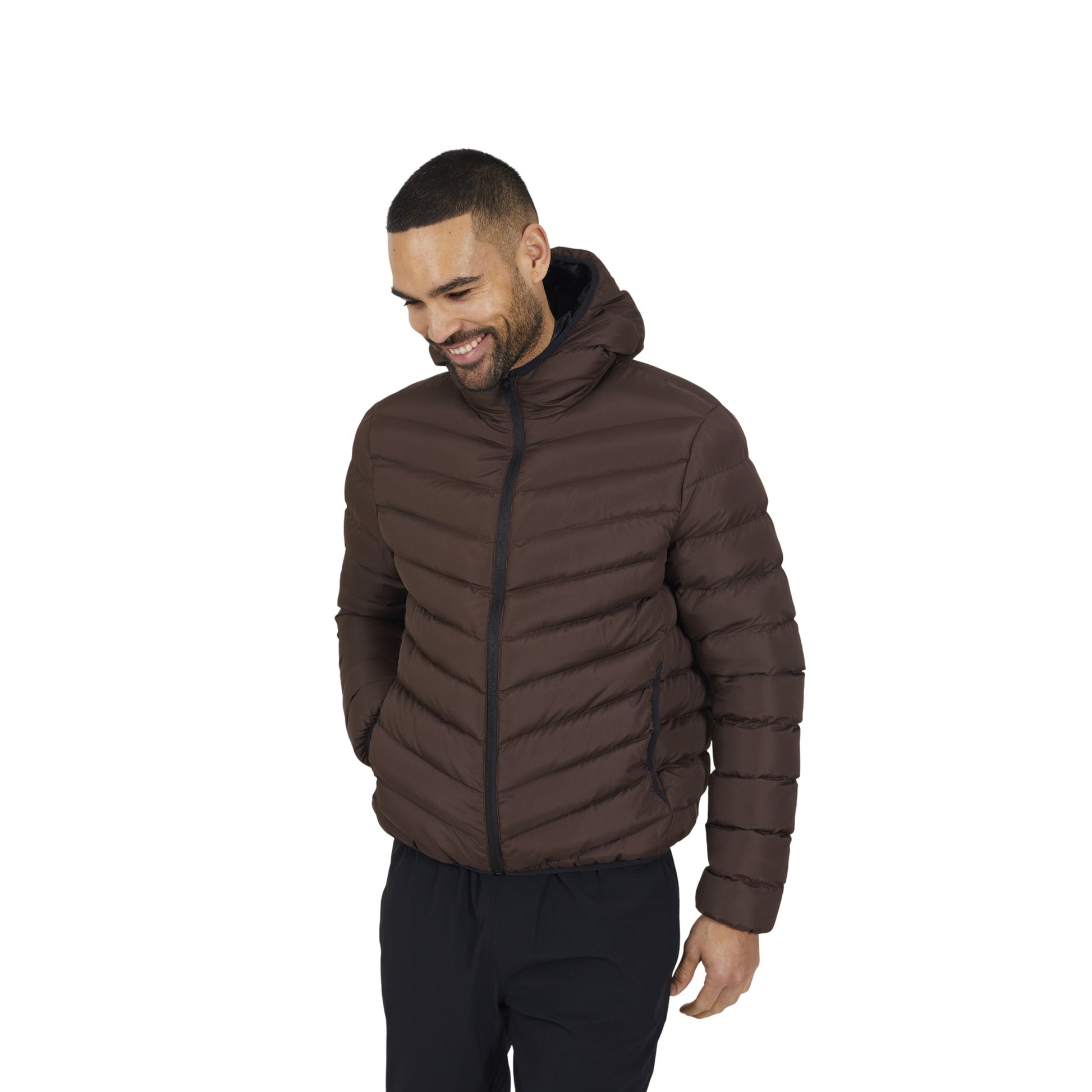 Brown - Front - Brave Soul Mens Padded Hooded Jacket