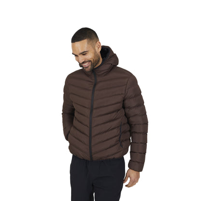 Brown - Front - Brave Soul Mens Padded Hooded Jacket
