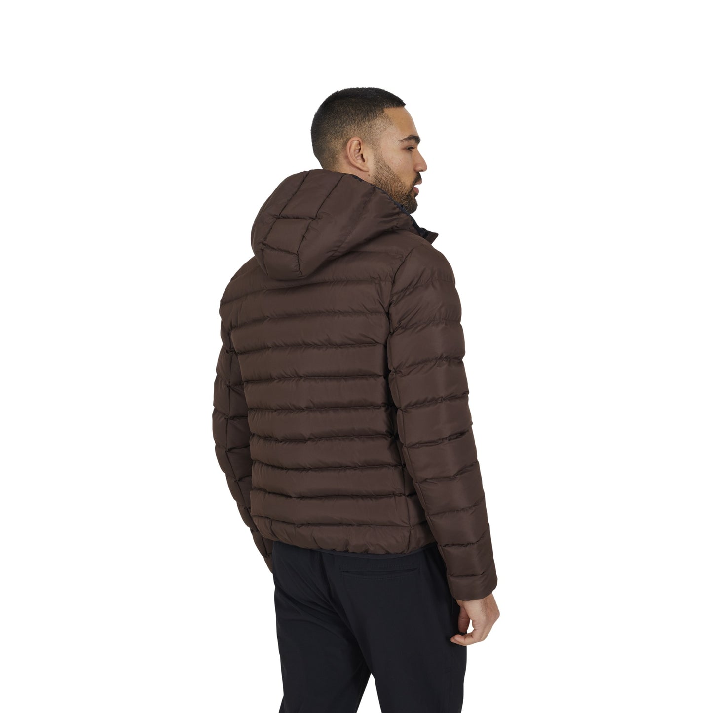 Brown - Back - Brave Soul Mens Padded Hooded Jacket