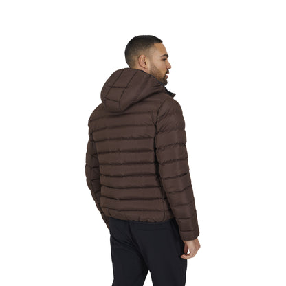 Brown - Back - Brave Soul Mens Padded Hooded Jacket