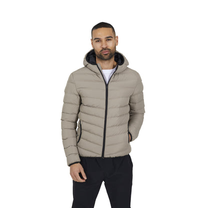 Taupe - Front - Brave Soul Mens Padded Hooded Jacket
