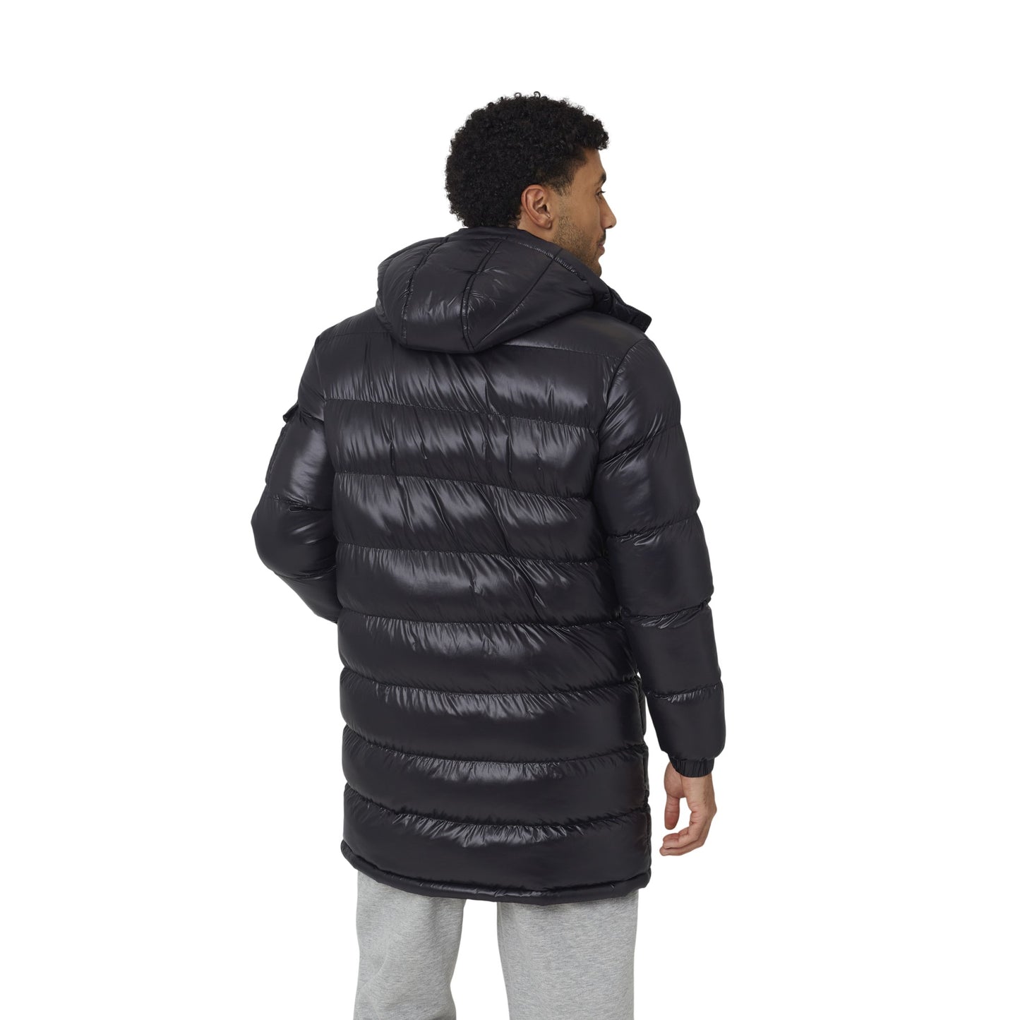 Black - Back - Brave Soul Mens Nylon Funnel Neck Padded Jacket
