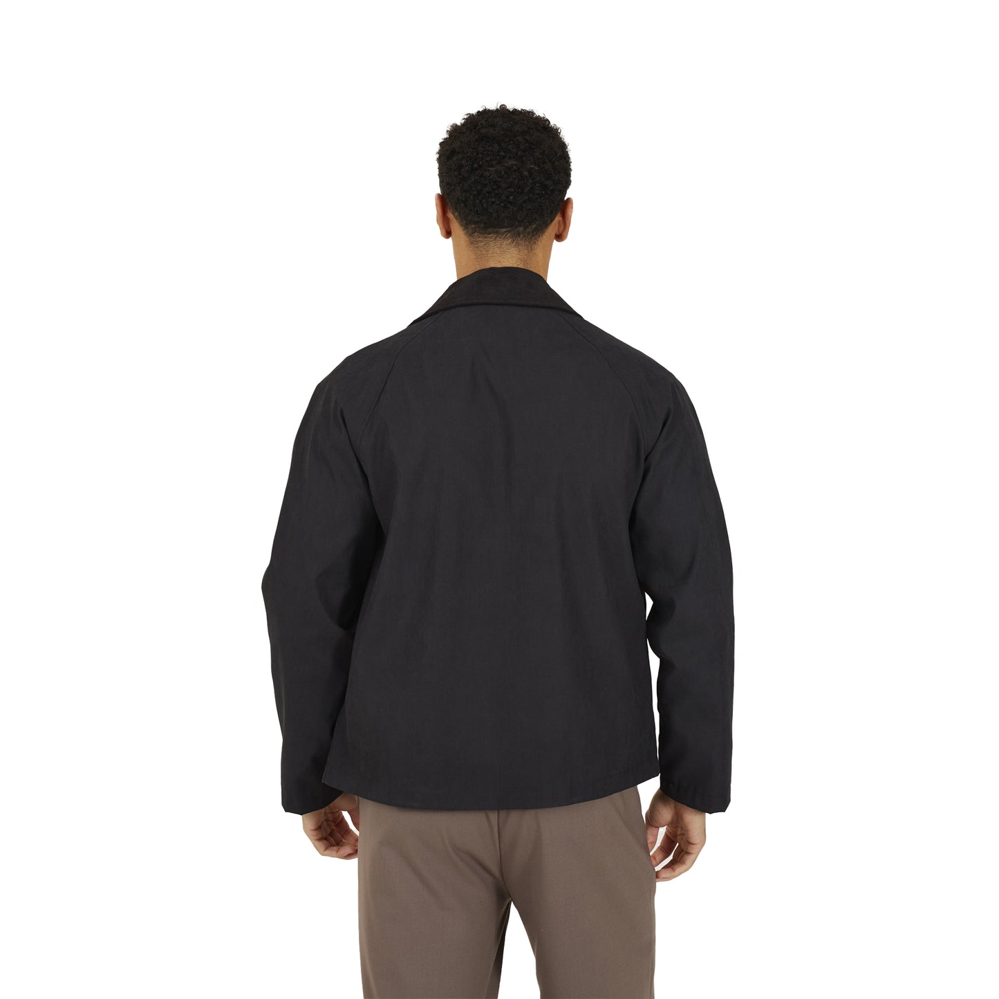Black - Back - Brave Soul Mens Box Cord Collar Jacket