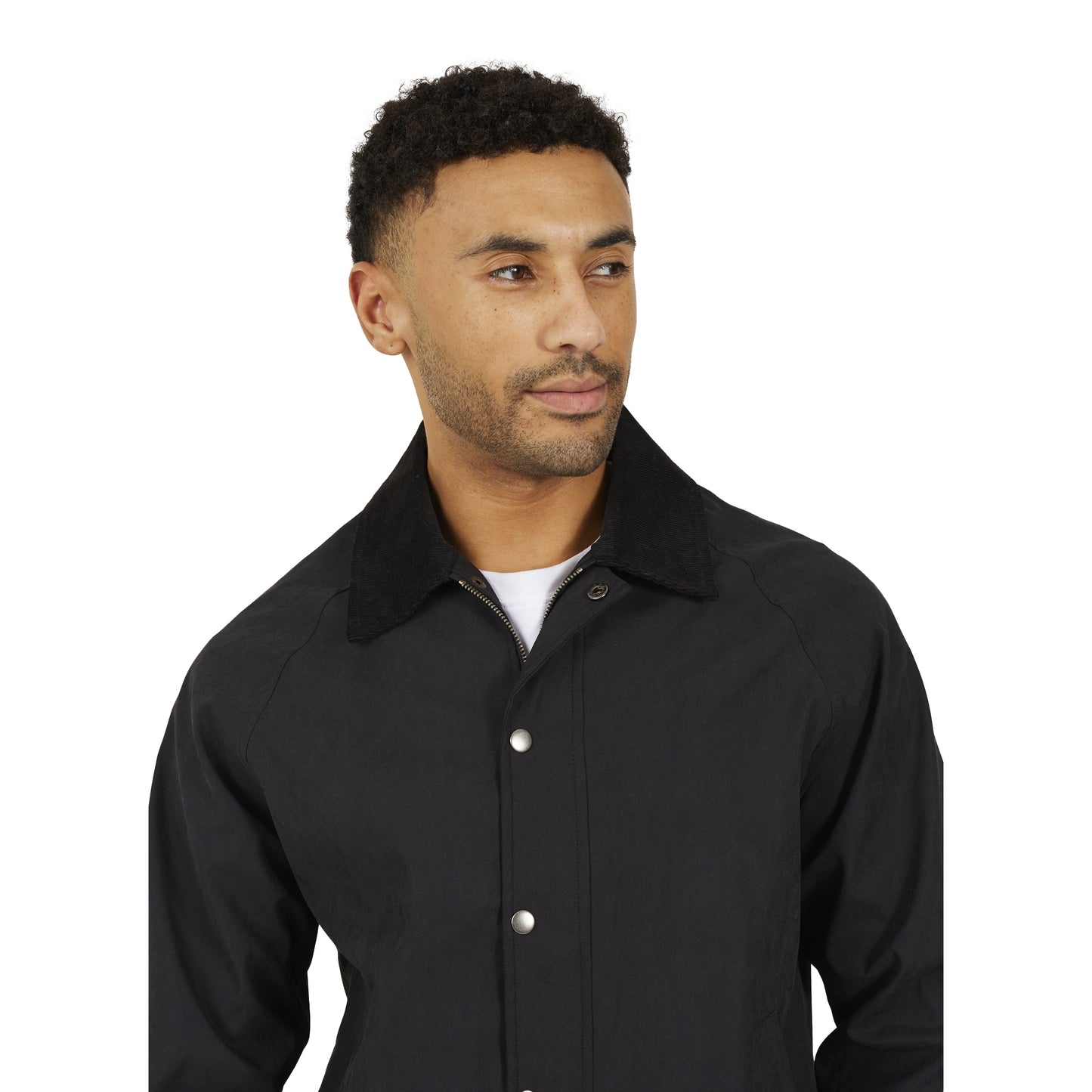 Black - Side - Brave Soul Mens Box Cord Collar Jacket