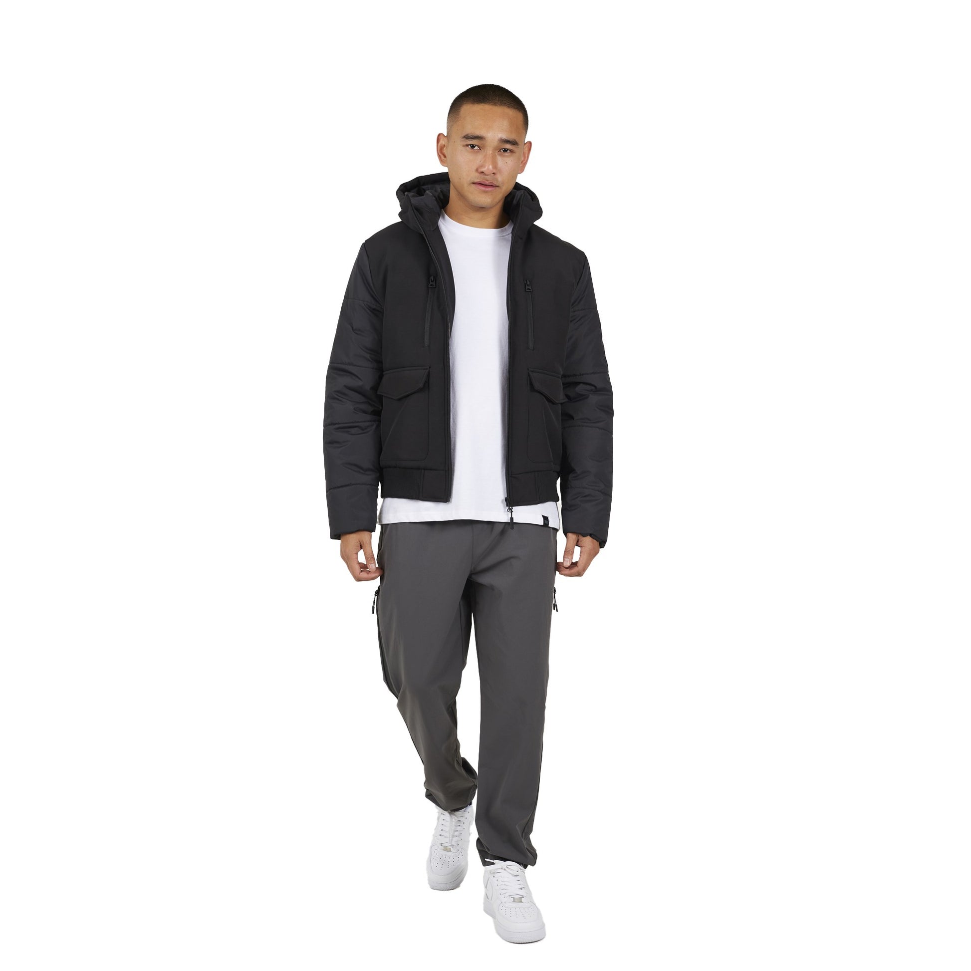 Black - Lifestyle - Brave Soul Mens Puffer Soft Shell Jacket
