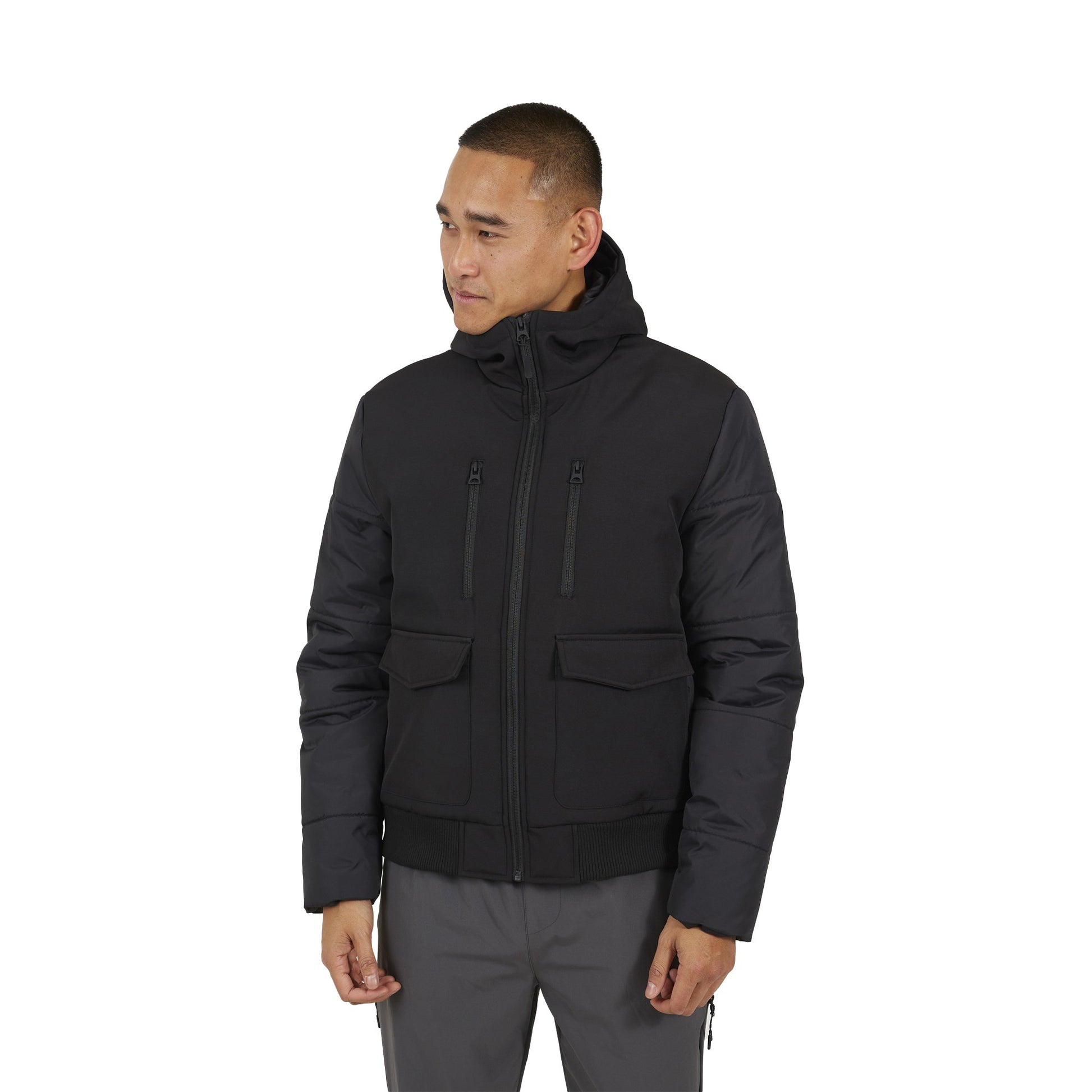 Black - Front - Brave Soul Mens Puffer Soft Shell Jacket