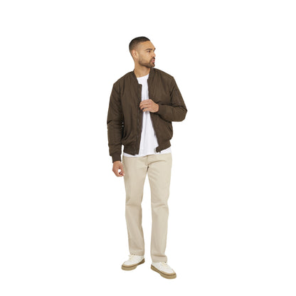 Brown - Lifestyle - Brave Soul Mens Sleeve Pocket Bomber Jacket