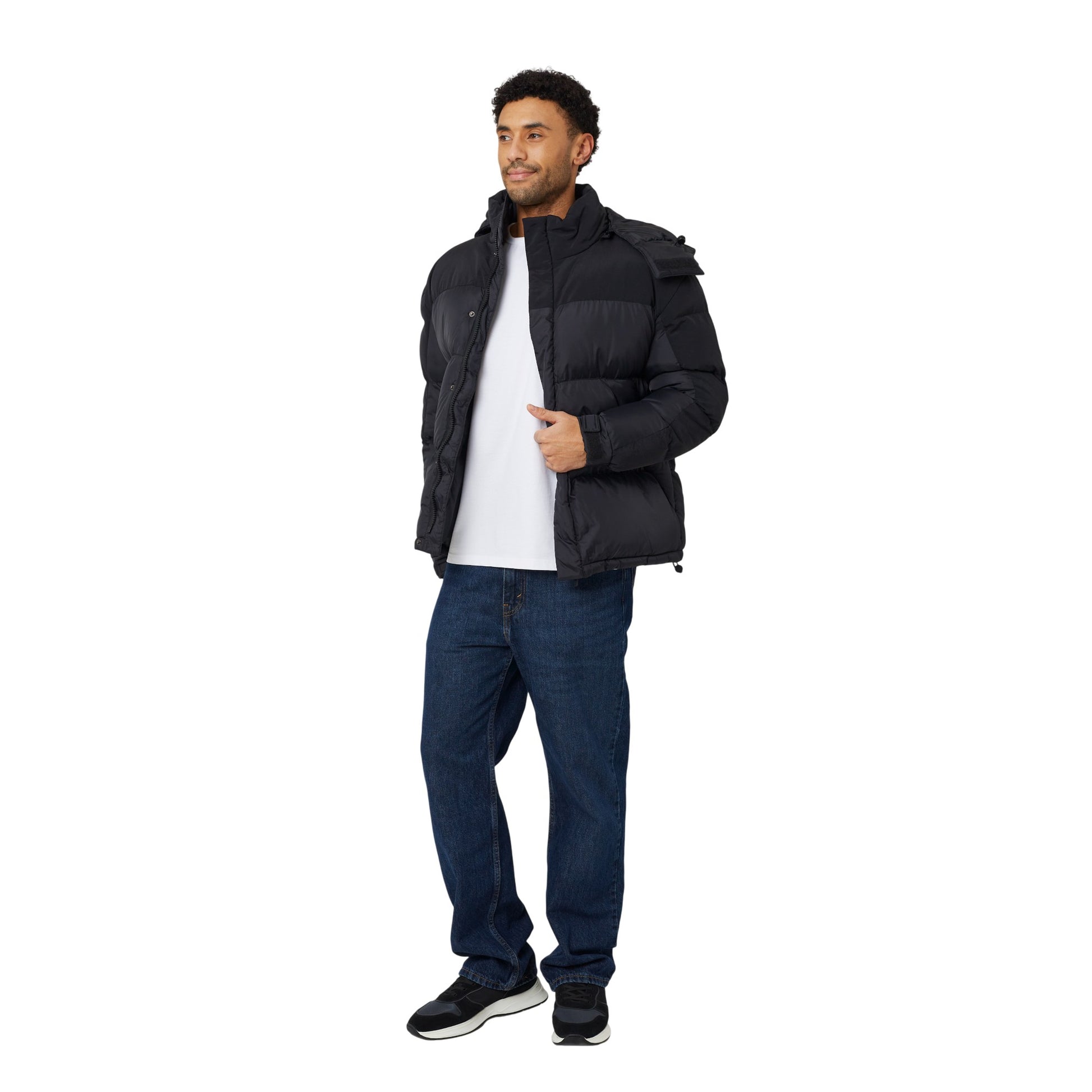 Black - Lifestyle - Brave Soul Mens Oversized Padded Jacket