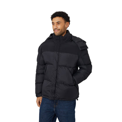 Black - Front - Brave Soul Mens Oversized Padded Jacket