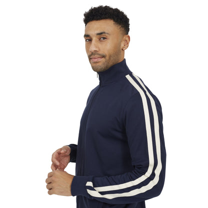 Navy - Side - Brave Soul Mens Zip Funnel Neck Track Top