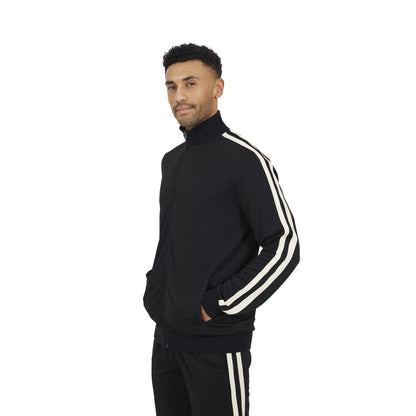 Jet Black - Front - Brave Soul Mens Zip Funnel Neck Track Top