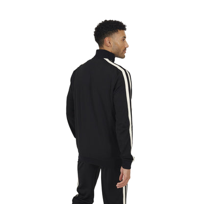 Jet Black - Back - Brave Soul Mens Zip Funnel Neck Track Top