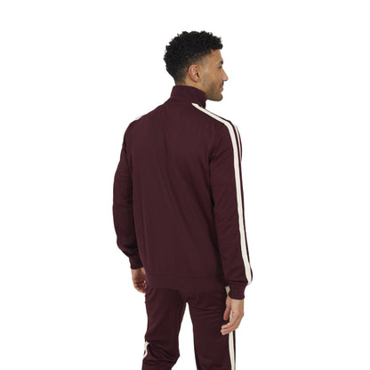Burgundy - Back - Brave Soul Mens Zip Funnel Neck Track Top