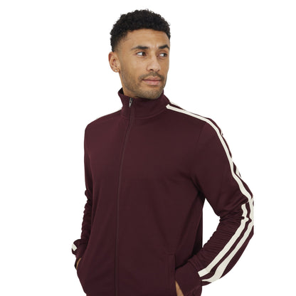 Burgundy - Side - Brave Soul Mens Zip Funnel Neck Track Top