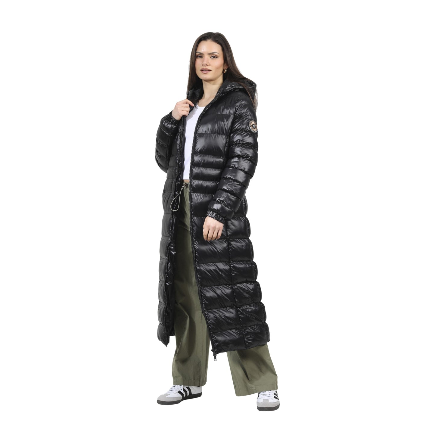 Black - Side - Brave Soul Womens-Ladies Everet Embroidered Nylon Badge Padded Jacket