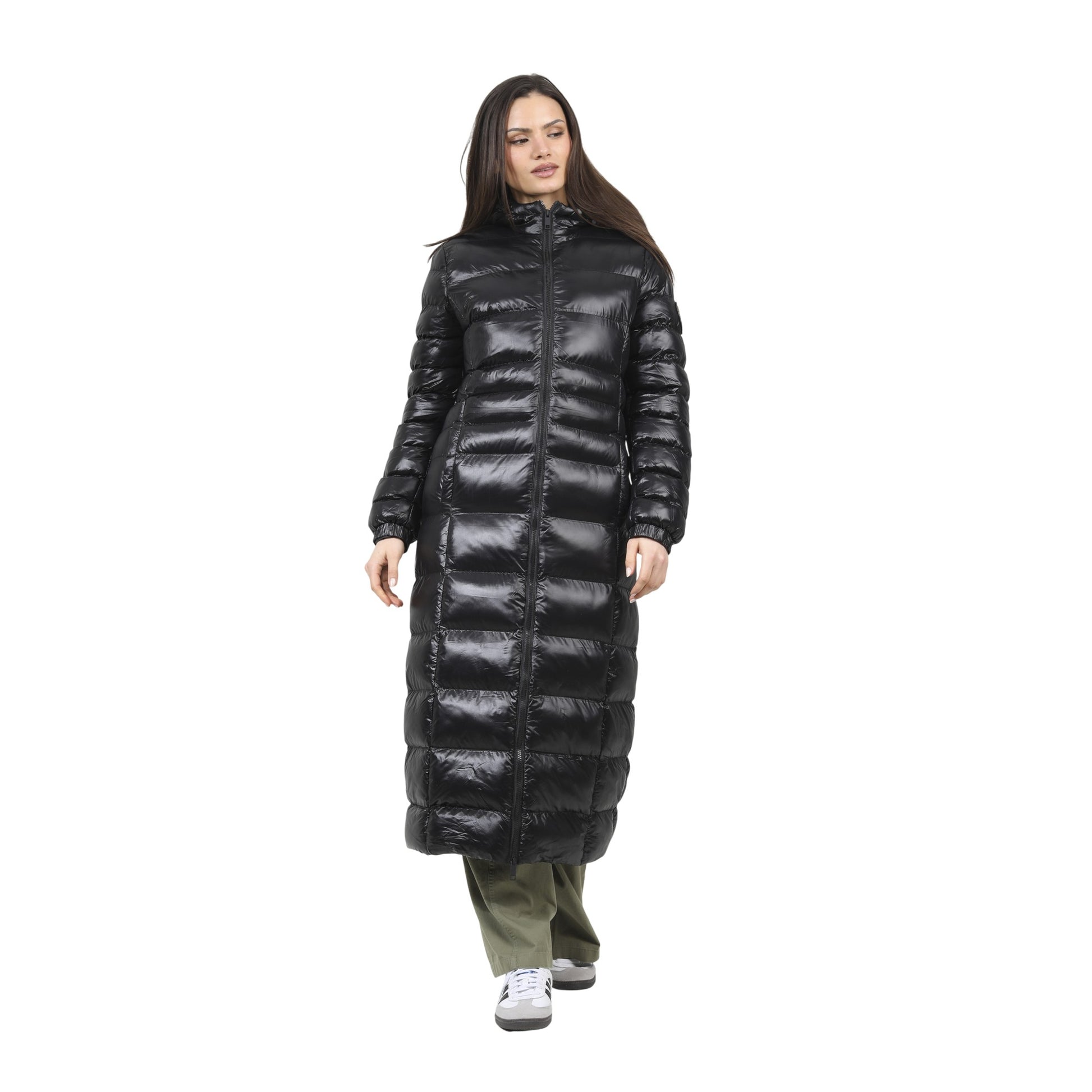 Black - Front - Brave Soul Womens-Ladies Everet Embroidered Nylon Badge Padded Jacket