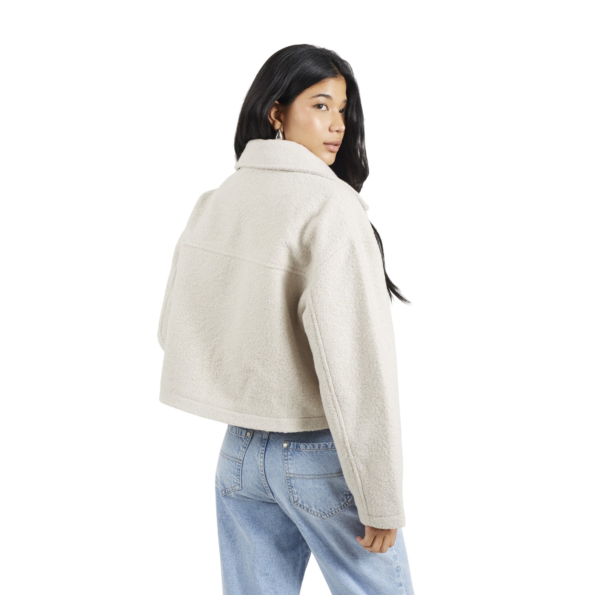 Light Grey - Back - Brave Soul Womens-Ladies Izai Bouclé Jacket