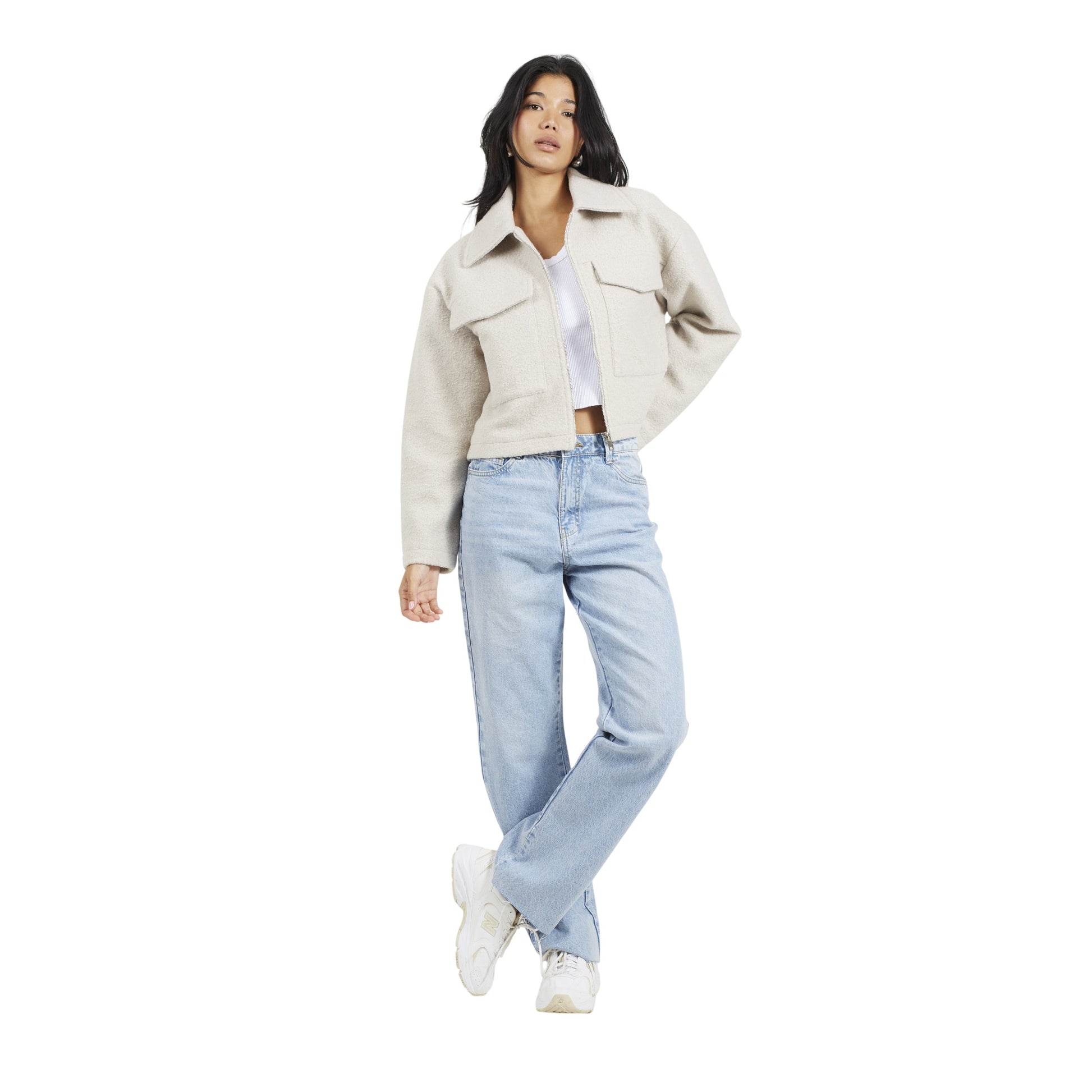 Light Grey - Lifestyle - Brave Soul Womens-Ladies Izai Bouclé Jacket