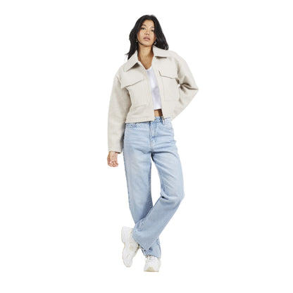 Light Grey - Lifestyle - Brave Soul Womens-Ladies Izai Bouclé Jacket
