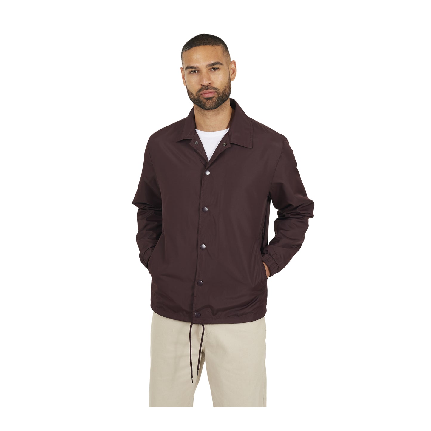Burgundy - Front - Brave Soul Mens Lightweight Coach Jacket