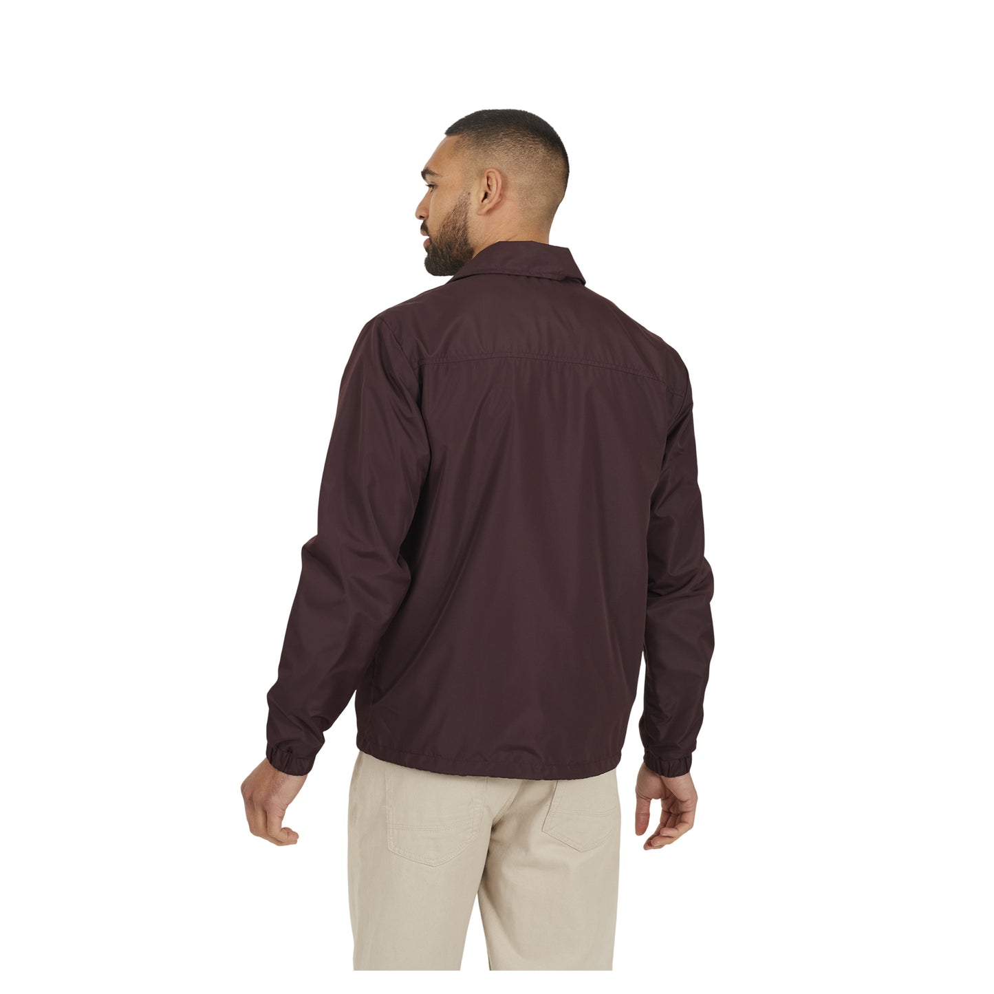 Burgundy - Back - Brave Soul Mens Lightweight Coach Jacket