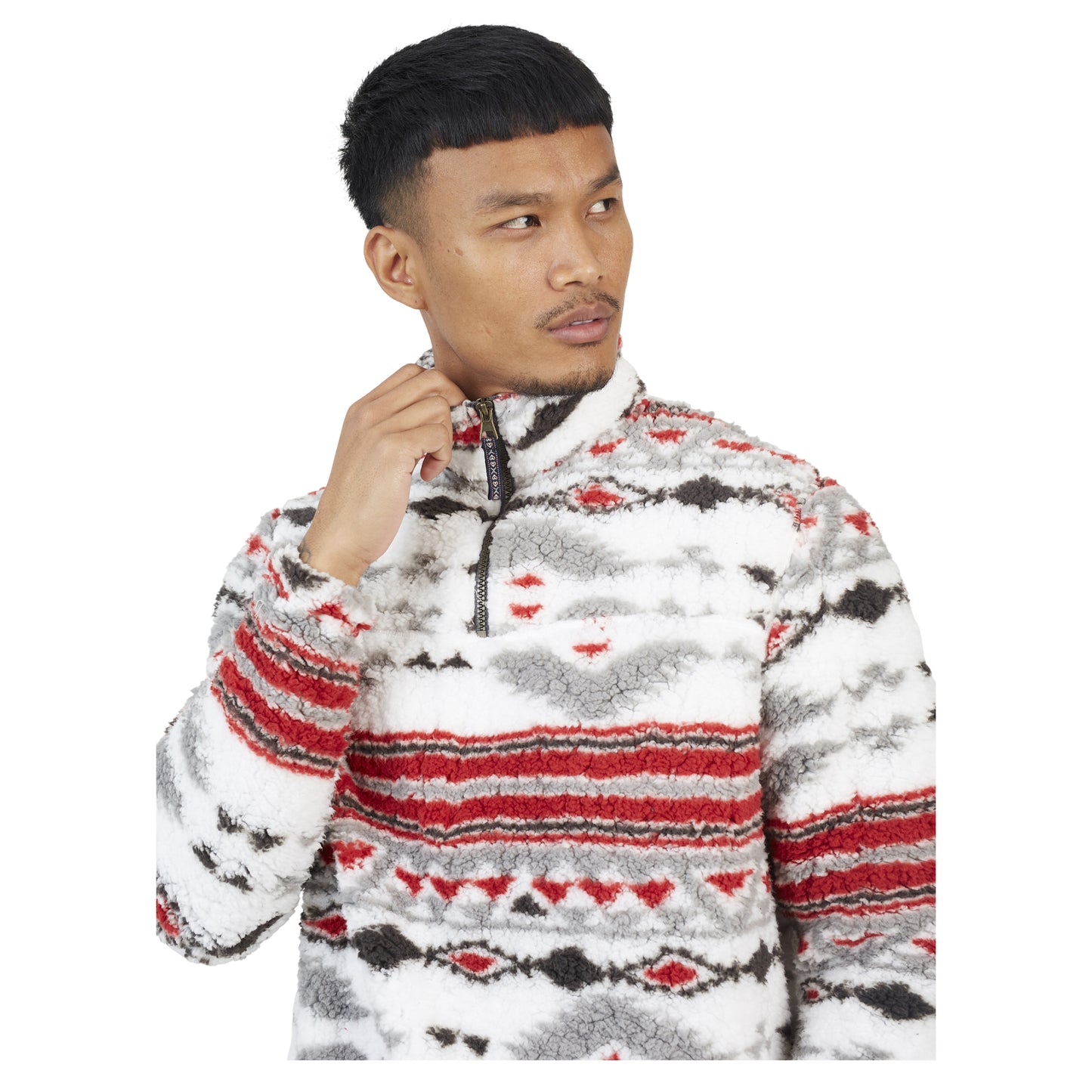 Multicoloured - Side - Brave Soul Mens Hebden Fleece Quarter Zip Sweatshirt