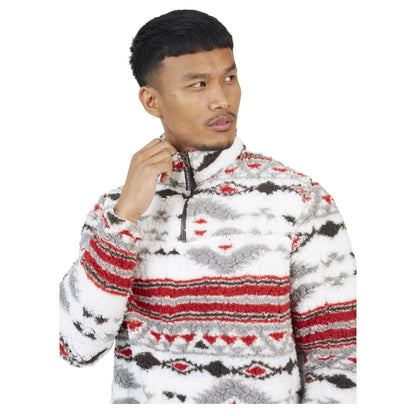 Multicoloured - Side - Brave Soul Mens Hebden Fleece Quarter Zip Sweatshirt