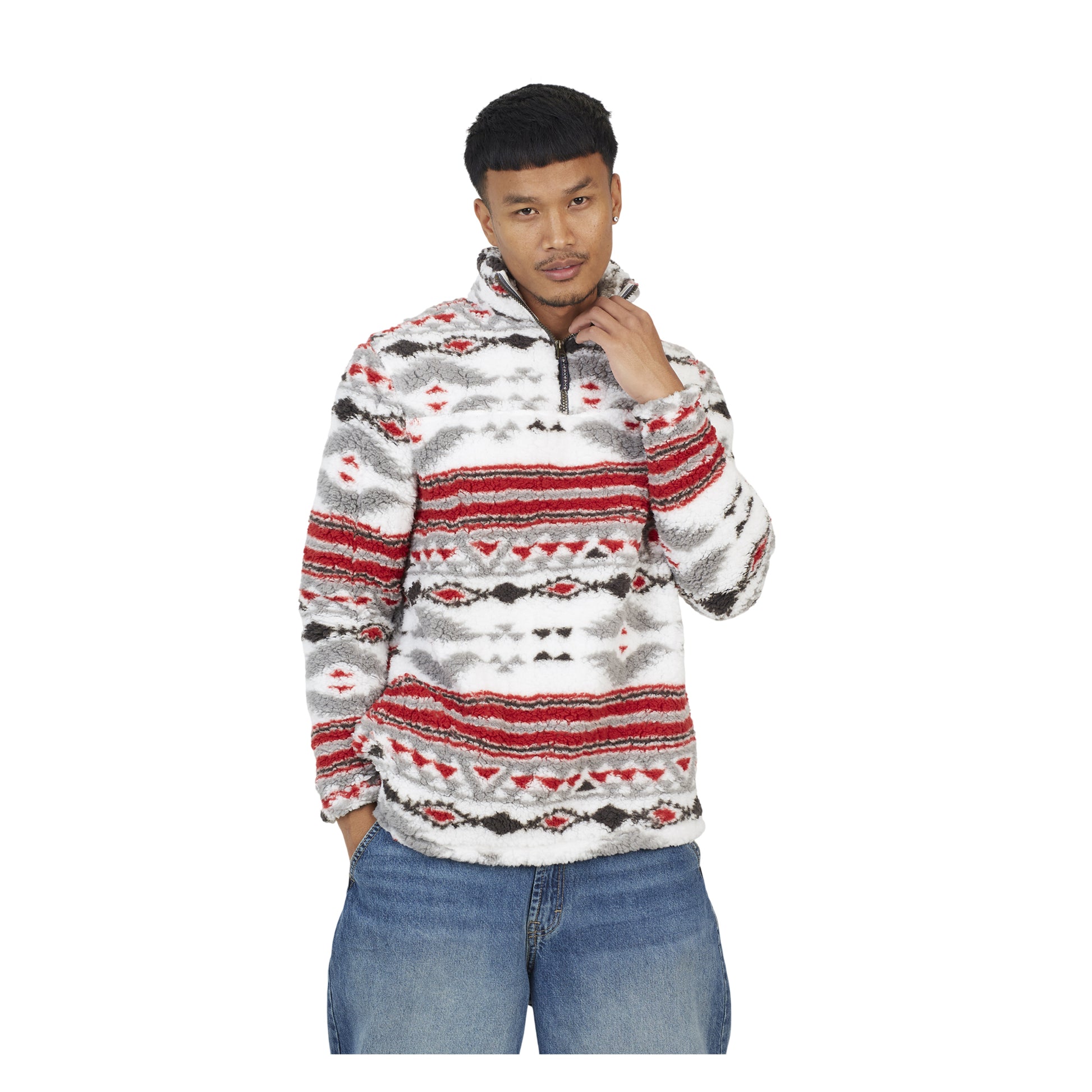 Multicoloured - Front - Brave Soul Mens Hebden Fleece Quarter Zip Sweatshirt