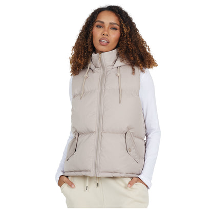 Stone - Front - Brave Soul Womens-Ladies Cello Padded Short Gilet