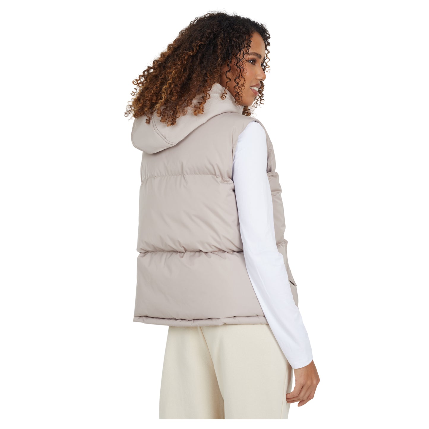 Stone - Back - Brave Soul Womens-Ladies Cello Padded Short Gilet