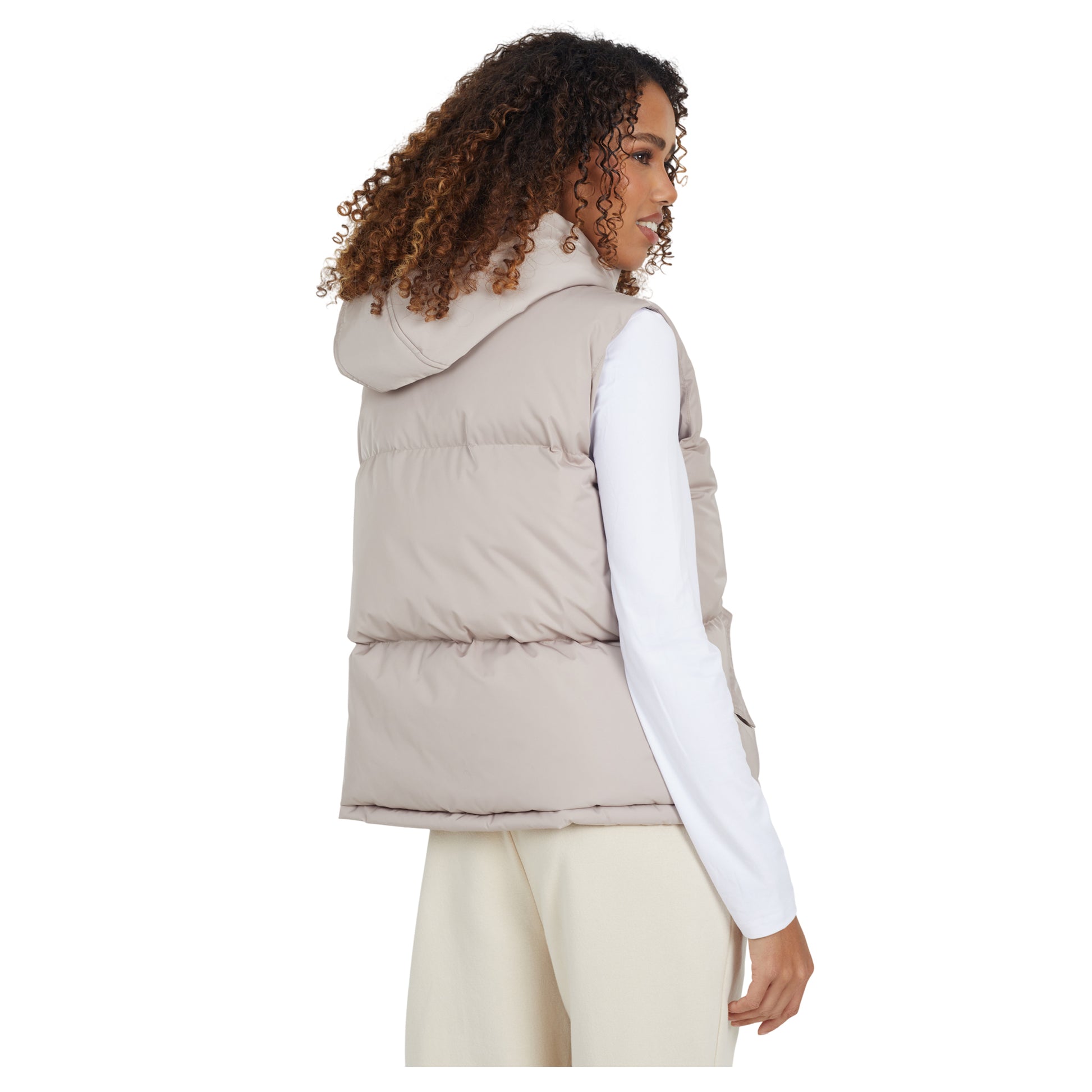 Stone - Back - Brave Soul Womens-Ladies Cello Padded Short Gilet