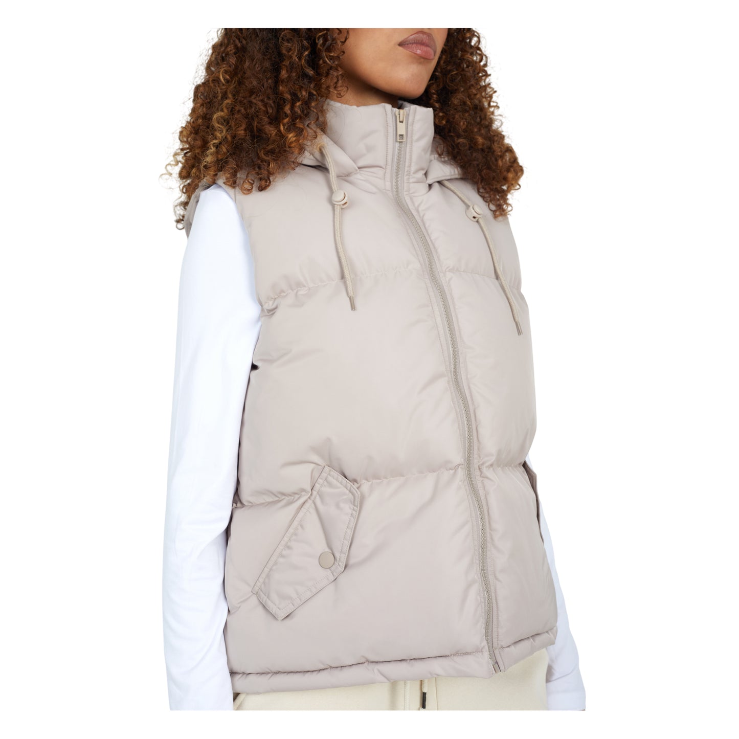 Stone - Side - Brave Soul Womens-Ladies Cello Padded Short Gilet