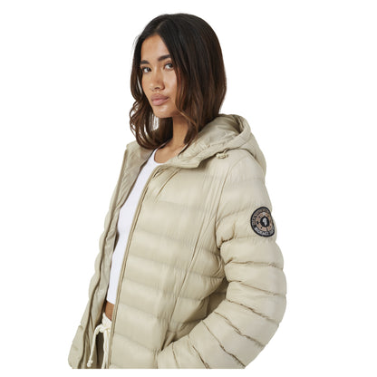 Stone - Side - Brave Soul Womens-Ladies Everet Embroidered Nylon Badge Padded Jacket