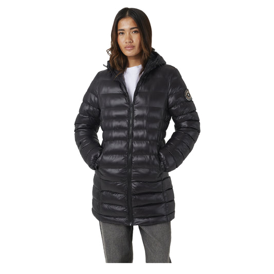 Black - Front - Brave Soul Womens-Ladies Everet Embroidered Nylon Badge Padded Jacket