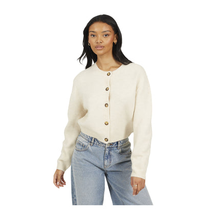 Stone - Front - Brave Soul Womens-Ladies Jersey Knitted Cardigan