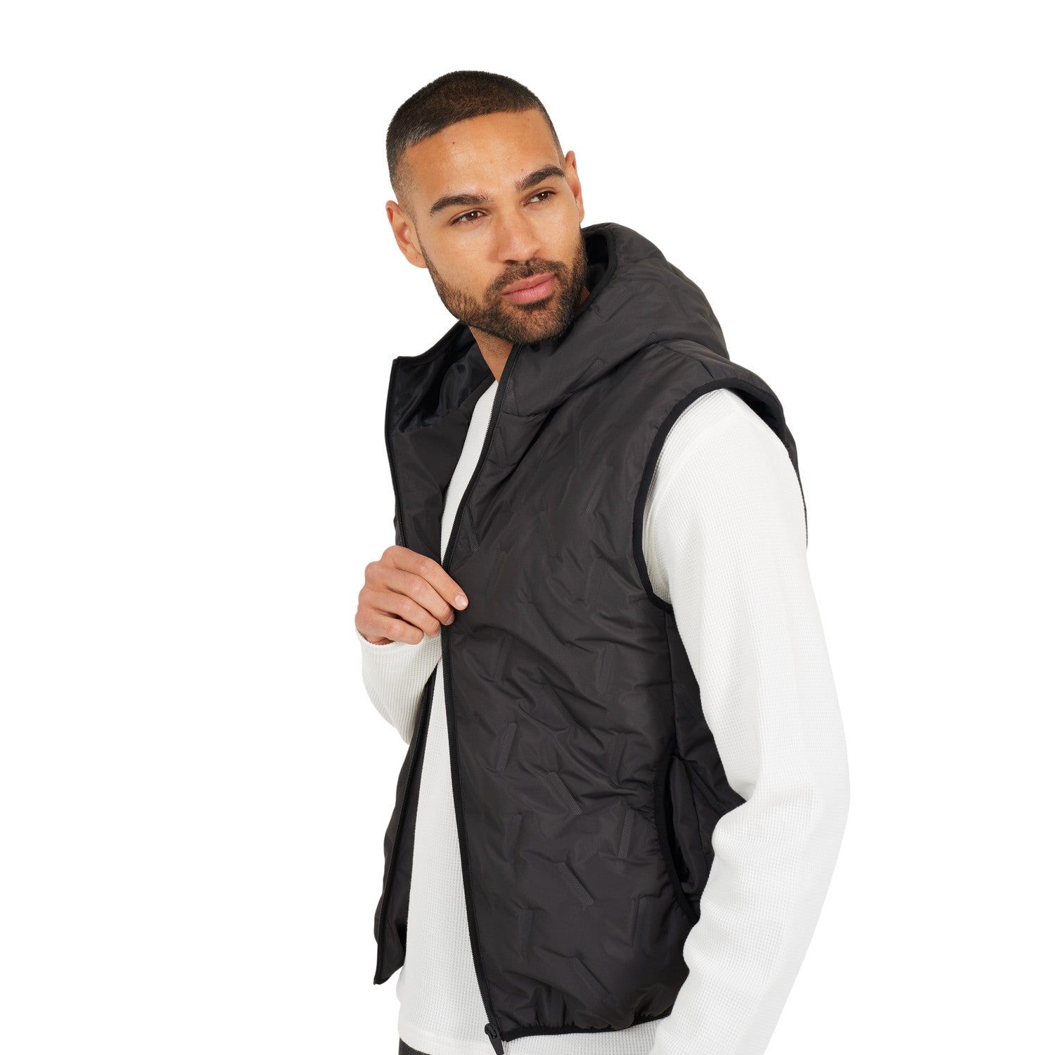 Black - Side - Brave Soul Mens Inferno Hooded Heat Sealed Baffles Gilet