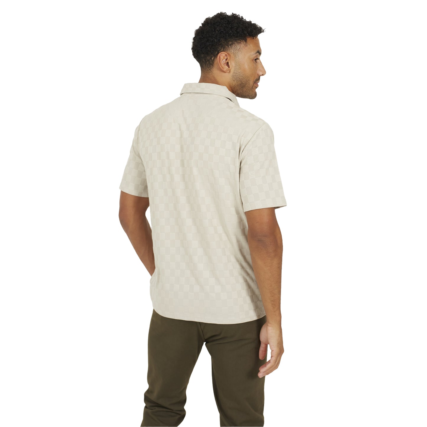 Light Stone - Back - Brave Soul Mens Checkerboard Polo Shirt