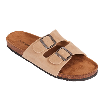 Taupe - Front - Brave Soul Mens Suede Straps Sandals