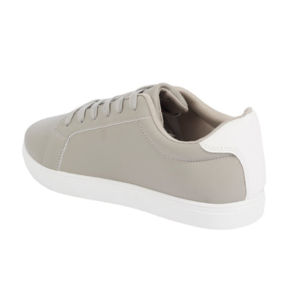 Grey - Back - Brave Soul Mens PU Lace Up Trainers