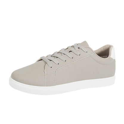 Grey - Side - Brave Soul Mens PU Lace Up Trainers