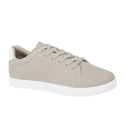Grey - Front - Brave Soul Mens PU Lace Up Trainers